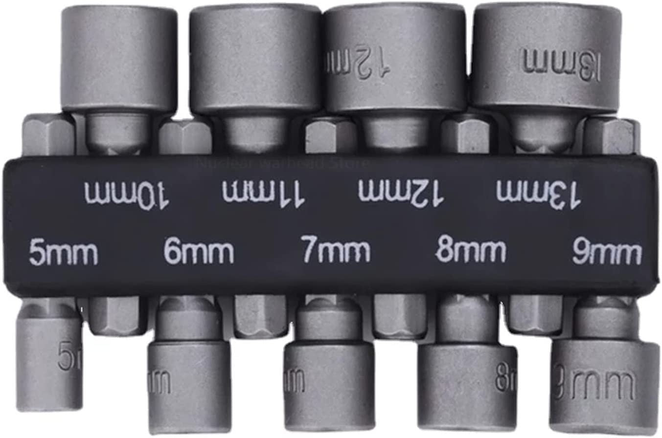 Conjunto de 9 Peças Soquetes Sextavados de 5mm a 13mm Pontas para Chave de Fenda Conjunto de Bits Ferramentas Chaves de Soquete