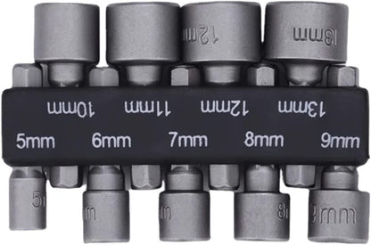 Conjunto de 9 Peças Soquetes Sextavados de 5mm a 13mm Pontas para Chave de Fenda Conjunto de Bits Ferramentas Chaves de Soquete