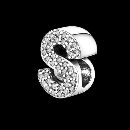 Fit Original Bangle Bracelet DIY A-Z Alphabet Charms Bead 925 Sterling Silver CZ Zircon LOVE Letter Dangle Pendant Jewelry Gift