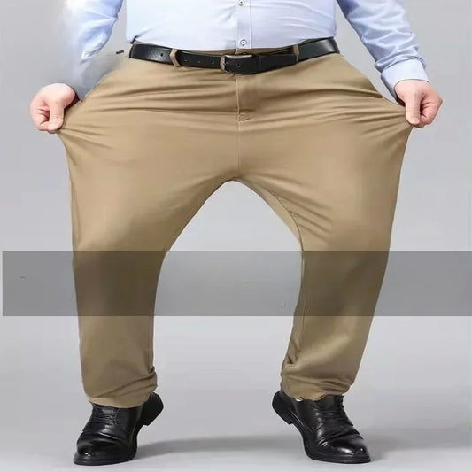 Men Summer Suit Pants Casual Pants Business Fashion Classic Solid Color Stretch Straigh Thin Cotton Trousers Plus Size A177