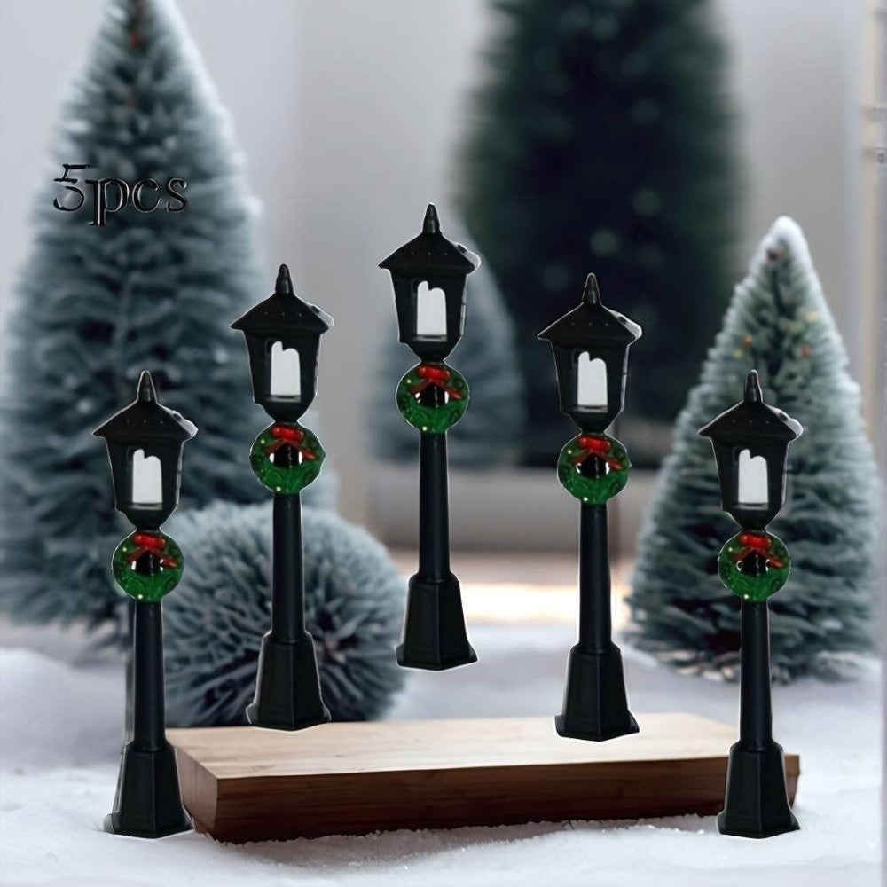 3pcs/5pcs mini Christmas street light ornaments, small plastic lantern decorations, no power supply required, suitable for dollh