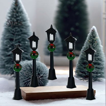 3pcs/5pcs mini Christmas street light ornaments, small plastic lantern decorations, no power supply required, suitable for dollh