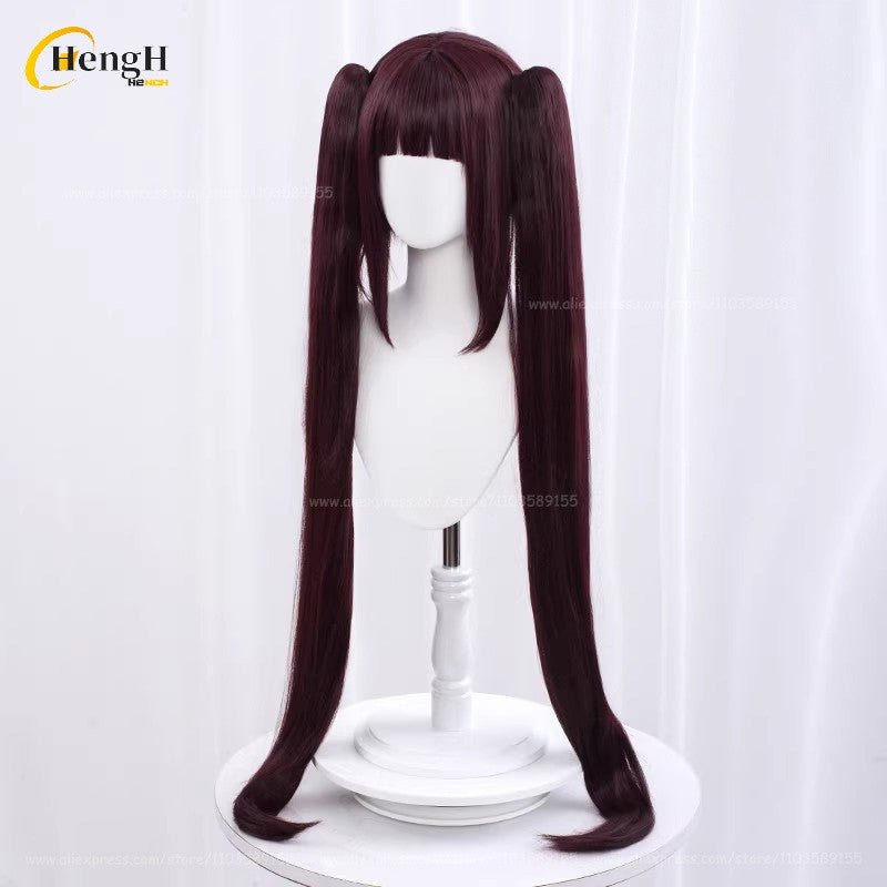 Em estoque Anime Vanilla Chocolat Chocola Cabelo Sintético Longo 100cm Perucas Cosplay Com Orelha Perucas de Festa Resistentes ao Calor + Touca de Peruca