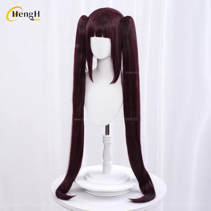 Em estoque Anime Vanilla Chocolat Chocola Cabelo Sintético Longo 100cm Perucas Cosplay Com Orelha Perucas de Festa Resistentes ao Calor + Touca de Peruca
