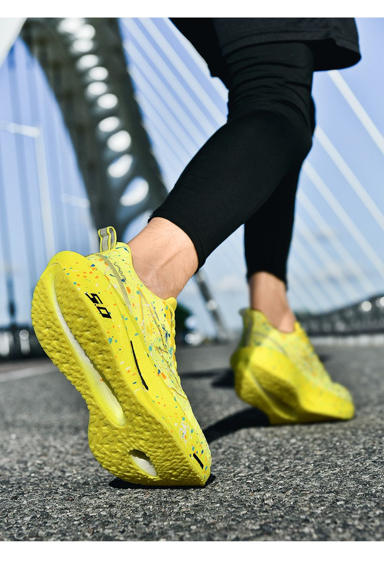 Air Cushion Carbon Plate Running Shoes Jogging Marathon Men Sports Breathable Lightweight Comfortable Nonskid Casual Sneakers