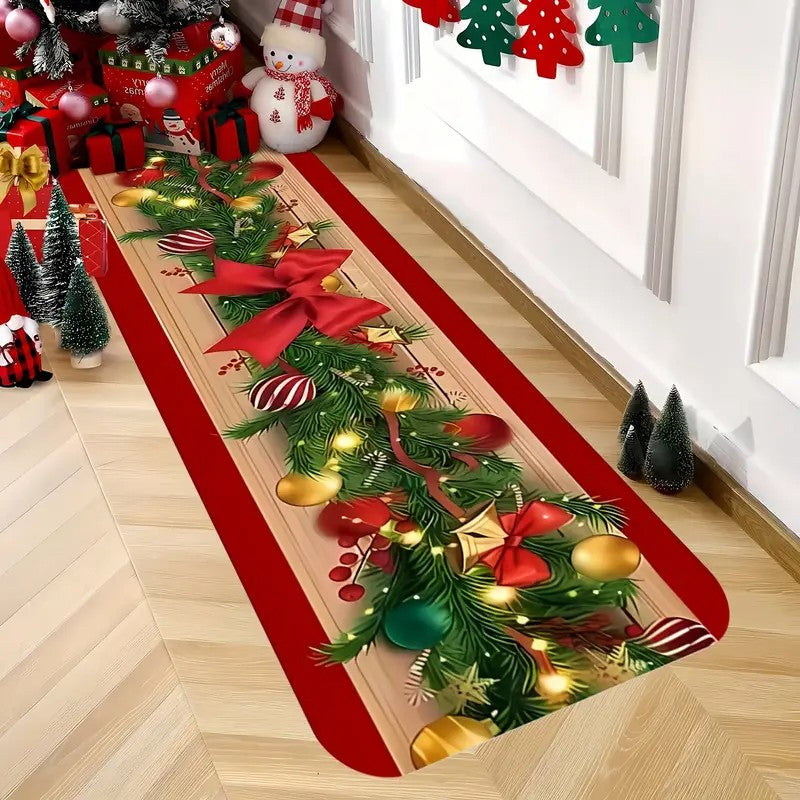 VIKAMA Christmas Gift Design Pattern Kitchen Mat Set Comfortable Absorbent Non-Slip-Perfect for Laundry Room, Bedroom Hallway