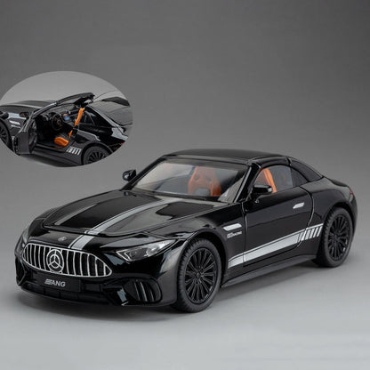 Miniatura de Carro de Brinquedo SL63 G800 na Escala 1:22, Veículos de Liga Fundida, Direção nas Rodas Dianteiras, Som, Luz, Fricção, Modelos para Presente Adulto