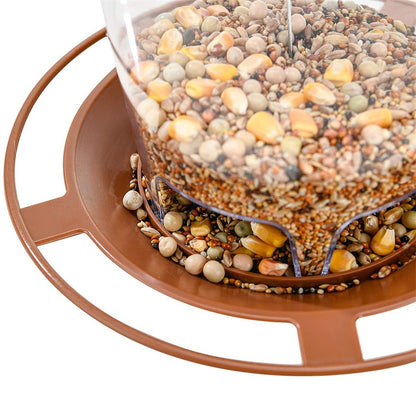 Alimentador Automático de Pássaros com Alimentação por Pé, Ferramenta de Alimentação Externa, Alimentador de Pássaros Suspenso para Castanhas, Dispensador com Múltiplos Buracos, Recipiente para Alimentos