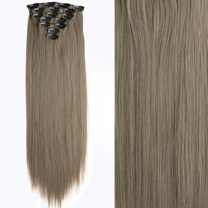 Cabelo Liso Comprido 16 Clipes 7 Pçs/Conjunto de Apliques de Cabelo Sintético Natural Loiro Preto Resistente ao Calor 2026