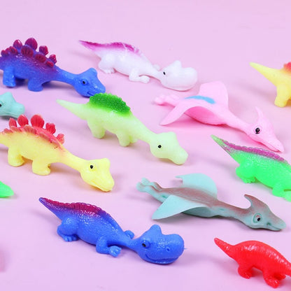 10/20PCS Creative Dinosaur Kids Stress Relief Toys Soft Rubber Finger Slingshot Novelty Toy Birthday Gifts Children Party Gifts