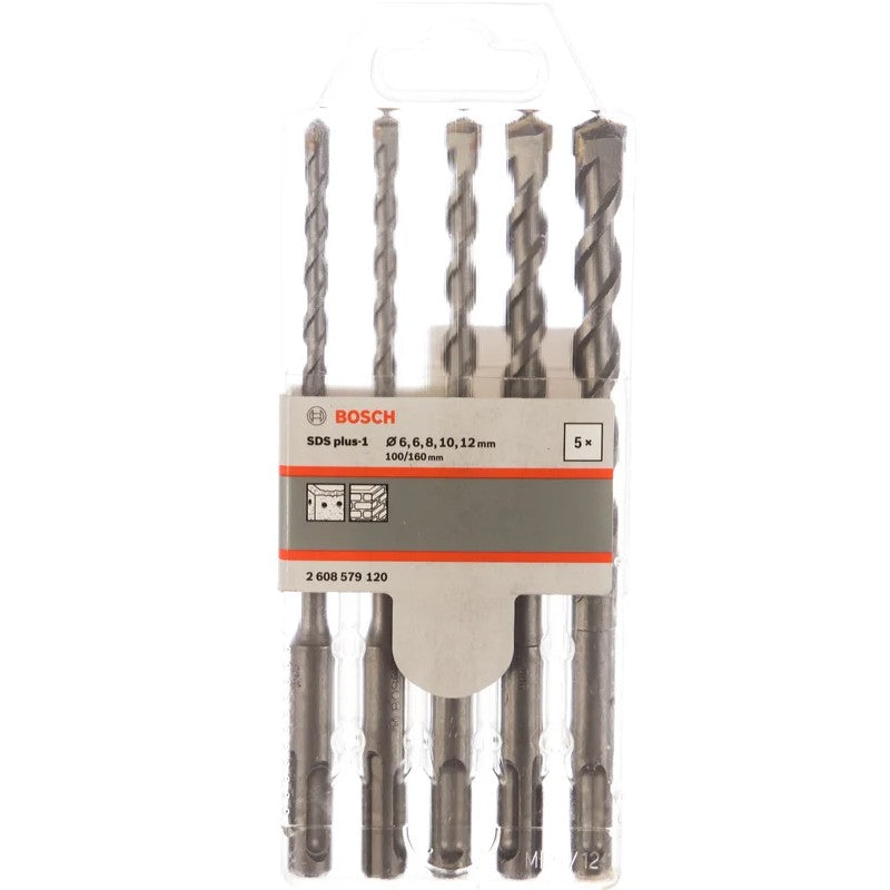BOSCH 2608579120 SDS Plus-1 Jogo de Brocas para Martelete Rotativo 5 Peças 160MM para Concreto e Alvenaria