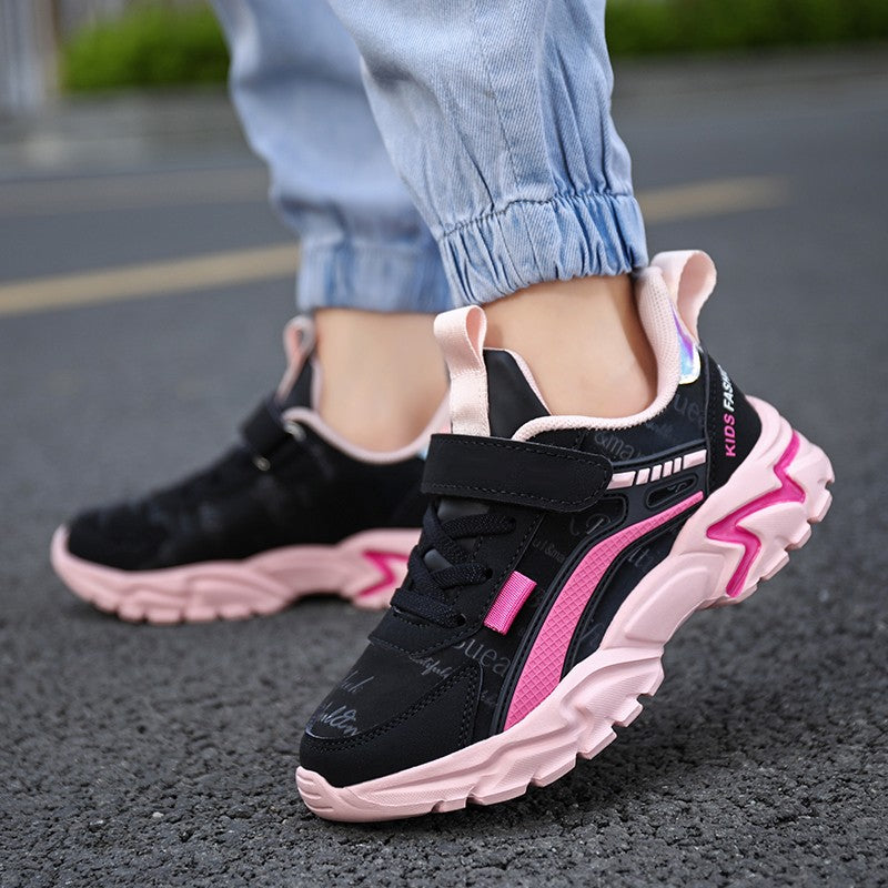 Girls Sneakers Lightweight Athletic Comfortable Shoes with Velcro Closure Kids Non-Slip Casual Walking Running Sports Shoes