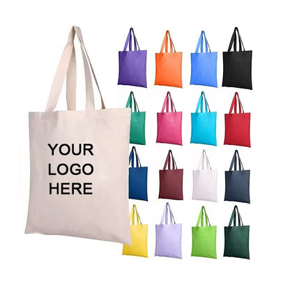 Wholesale Custom 50pcs/Lot Reusable Cotton Grocery Shopping Bags Printed logo High capacity Canvas Tote Bag