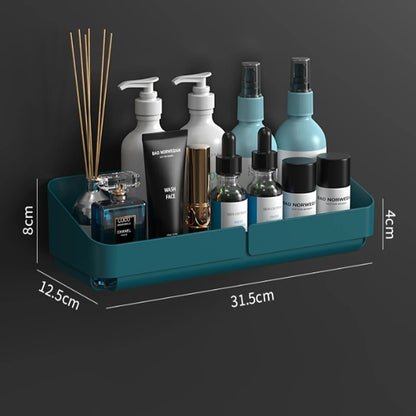 Rack de Conveniência para Banheiro Cozinha Prateleira Organizador de Maquiagem Cosméticos Shampoo Rack Prateleira de Chuveiro de Parede para Temperos Sem Perfuração