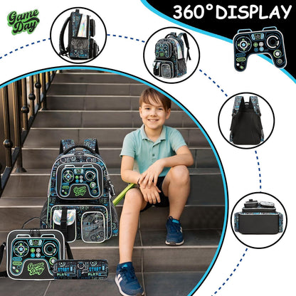 Meetbelify Mochila para Meninos Mochilas para Alunos do Ensino Fundamental Pré-Escolar Infantil Mochila Escolar Fofa com Lancheira e Estojo