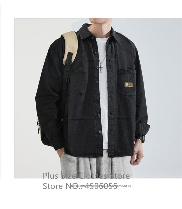 Loose Casual Boys Shirts Outdoor Long Sleeve Army Green Cotton 7XL 8XL 9XL 10XL 150KG Plus Size Cargo Blouses Black Men Clothes