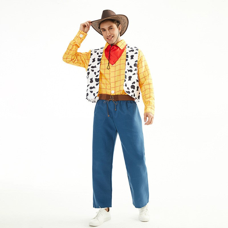 Cosplay Story Woody Costume Sets for Adult Cowboy Dress Carnival Halloween Party Fancy Dress up Performance Costume