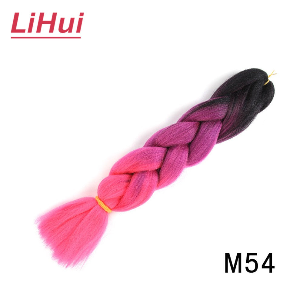 Cabelo Sintético Trança Jumbo 24 Polegadas Ombre Jumbo Extensão de Cabelo para Mulheres Tranças DIY Roxo Rosa Amarelo Cinza Lihu