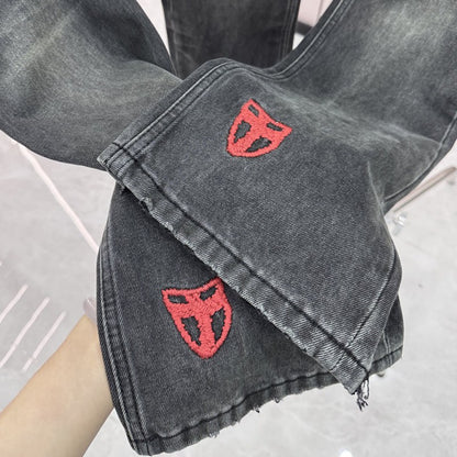 Top Melancholy Rich Second Generation E.R.D. JEANS Men Women Pant Fixed dye corduroy splicing ten thousand needle embroidery