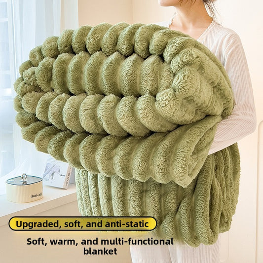 Thi Rabbit Fur Blanket Office Sofa Nap Blanket Premium Cover Blanket All Seasons  Color Polyester Fiber