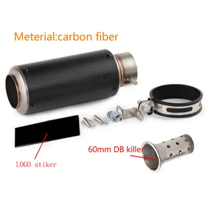 motorcycle exhaust inox muffler carbon fiber exhaust Universal 51/60mm with DB Killer for z900 R3 R25 MT07 MT09 R1 Z400 Z650