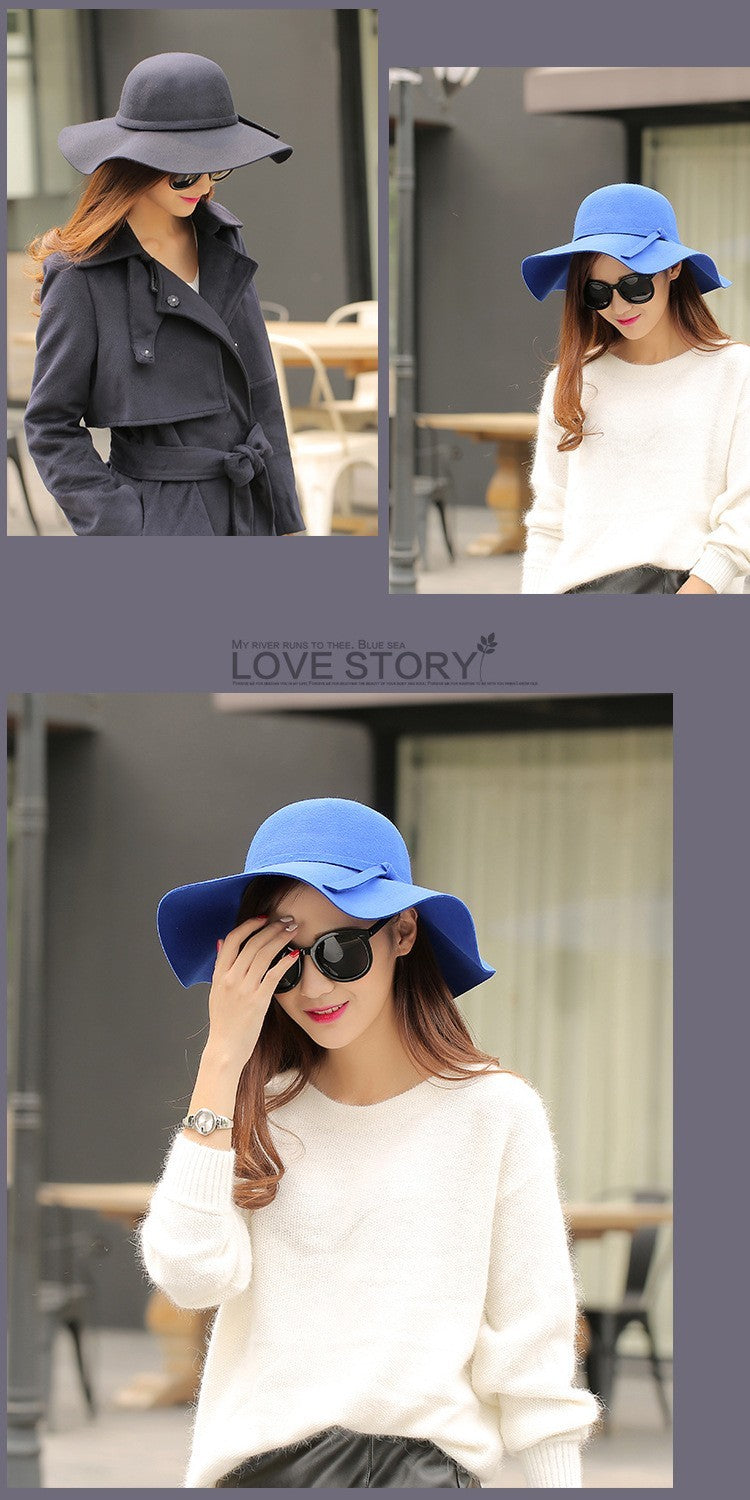 Fashion Winter Fedora Hats for Women Hat Vintage Bowler Jazz Top Cap Felt Wide Brim Floppy Sun Beach Cashmere Church Caps
