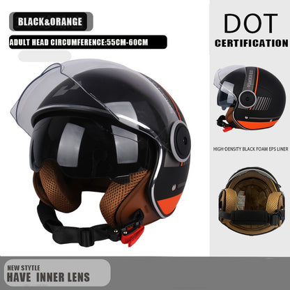Capacete de proteção certificado pelo DOT, capacetes vintage de lente dupla, capacete de corrida para todas as estações