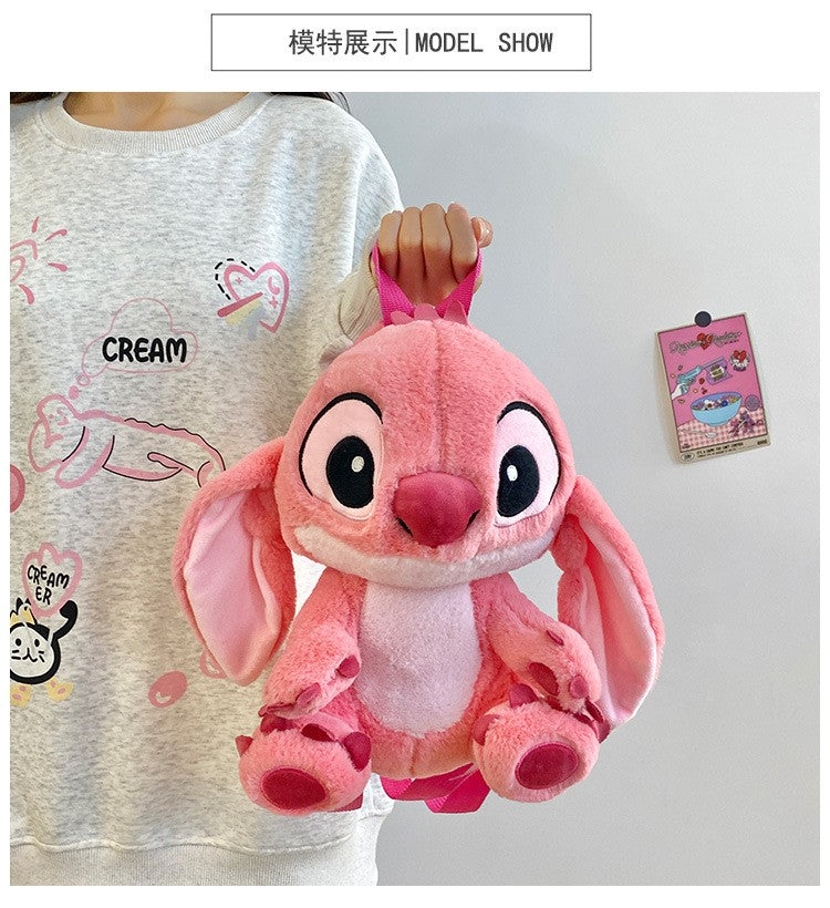 Kawaii Disney Stitch Bag Plush Backpack Bagpack Double Shoulder Crossbody Bag Storage Pouch Plushie Anime Toy Gift for Girls