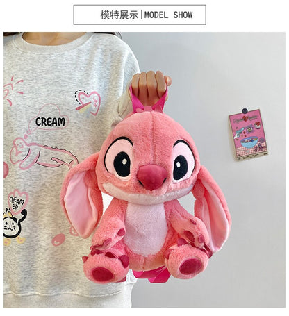 Kawaii Disney Stitch Bag Plush Backpack Bagpack Double Shoulder Crossbody Bag Storage Pouch Plushie Anime Toy Gift for Girls