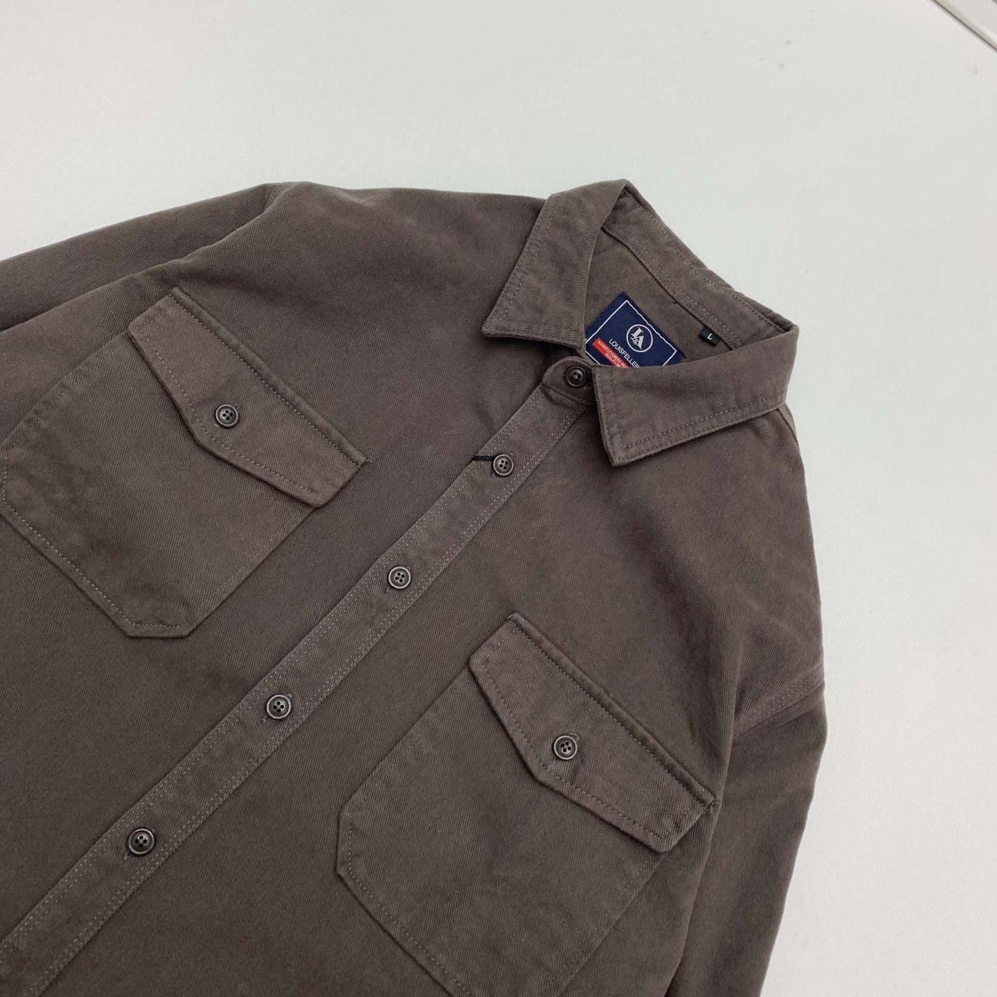 May Khaki heavy cargo double-pocket shirt men's cotton wash wool long-sleeved Japanese vintage loose coat