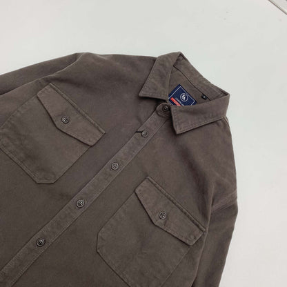 May Khaki heavy cargo double-pocket shirt men's cotton wash wool long-sleeved Japanese vintage loose coat