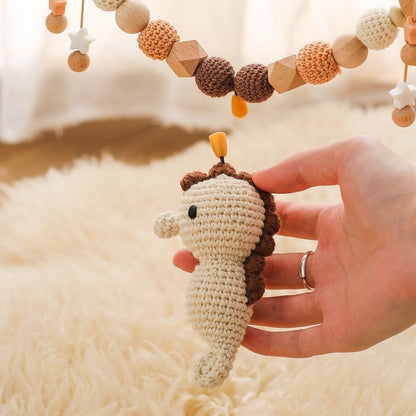 Baby Crochet Stroller Toys Wooden Hanging Ocean Stroller Teething Rattle Bell Animal Mobiles Gym Stroller Pendants Gifts Toys