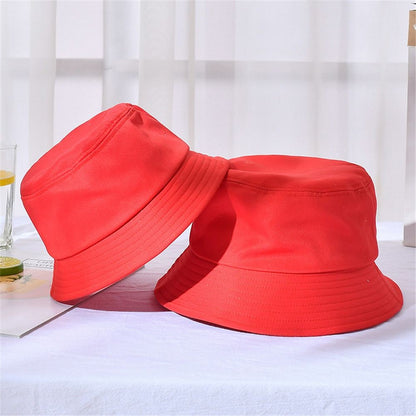 Cotton Summer Foldable Bucket Hat Unisex Women Outdoor Sunscreen Hat Pure Color Fishing Hunting Cap Men Basin Chapeau Beach Cap