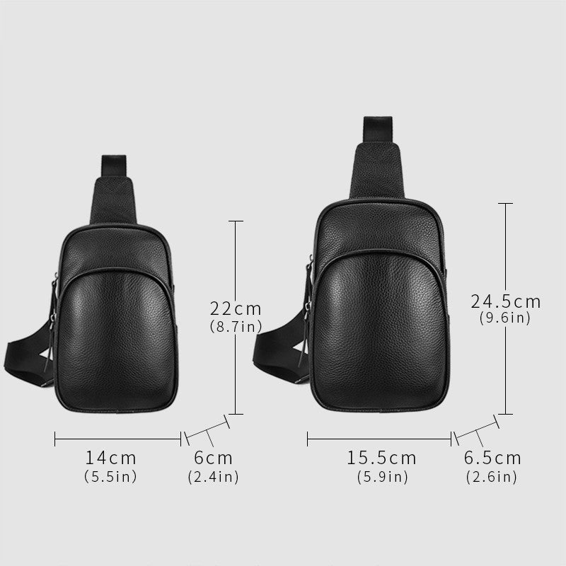 Genuine Leather Small Sling Bag Casual Crossbody Shoulder Chest Cell Phone Purse Fanny Packs Gifts for Women Men Black