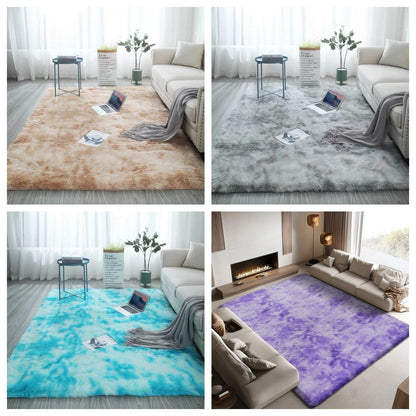 VIKAMA Tie-dyed Fluffy Carpets For Living Room Decor Bedside Rug Warm Plush Floor Mats Children's Room Play Mats Furry Carpet