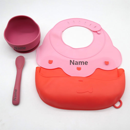 Silicone Tableware Set Waterproof and Easy to Clean Free Name Engraving Creative Gifts Customized for Babies