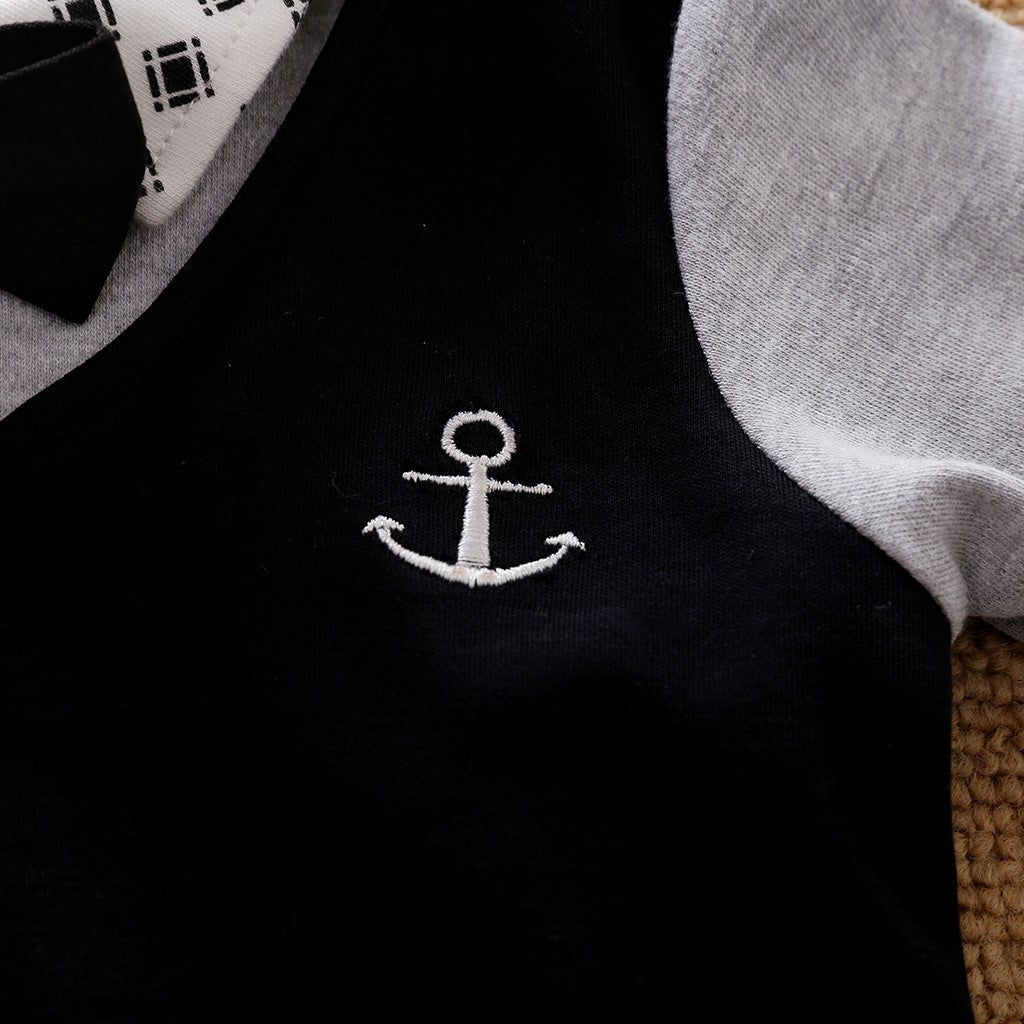 Roupa de Bebê Menino Ternos de Cavalheiro Roupinhas Manga Longa Macacão Fantasia Para Bebê Romper 100% Algodão Primavera e Outono