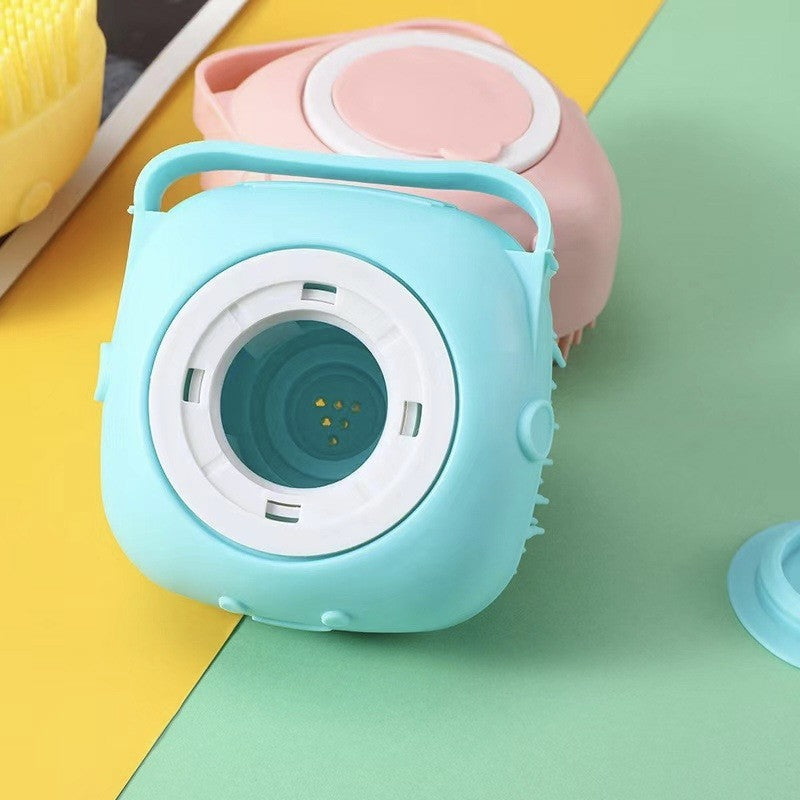 Escova de Banho para Animais de Estimação em Borracha Macia de Silicone com Reservatório de Shampoo Integrado Desembaraçadora e Autolimpante para Cães e Gatos Escova de Banho