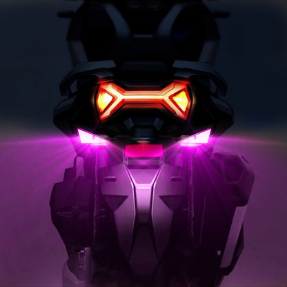 1Par de Faróis de Moto LED Triangulares Devil Eye com Espaçador Adaptador Mini Lâmpada Olho de Águia Luz Traseira Decorativa