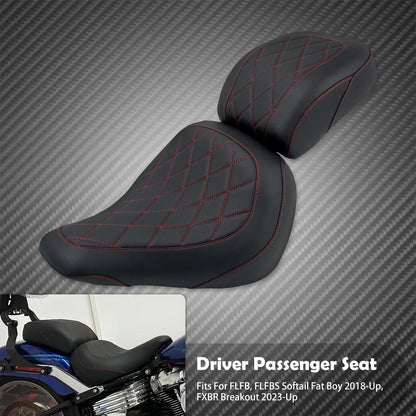 Assento de Passageiro de Motorista de Moto 2 Lugares Preto/Azul/Branco/Vermelho Para Harley Softail Fat Boy FLFB FLFBS 18-Up Breakout FXBR 23-Up