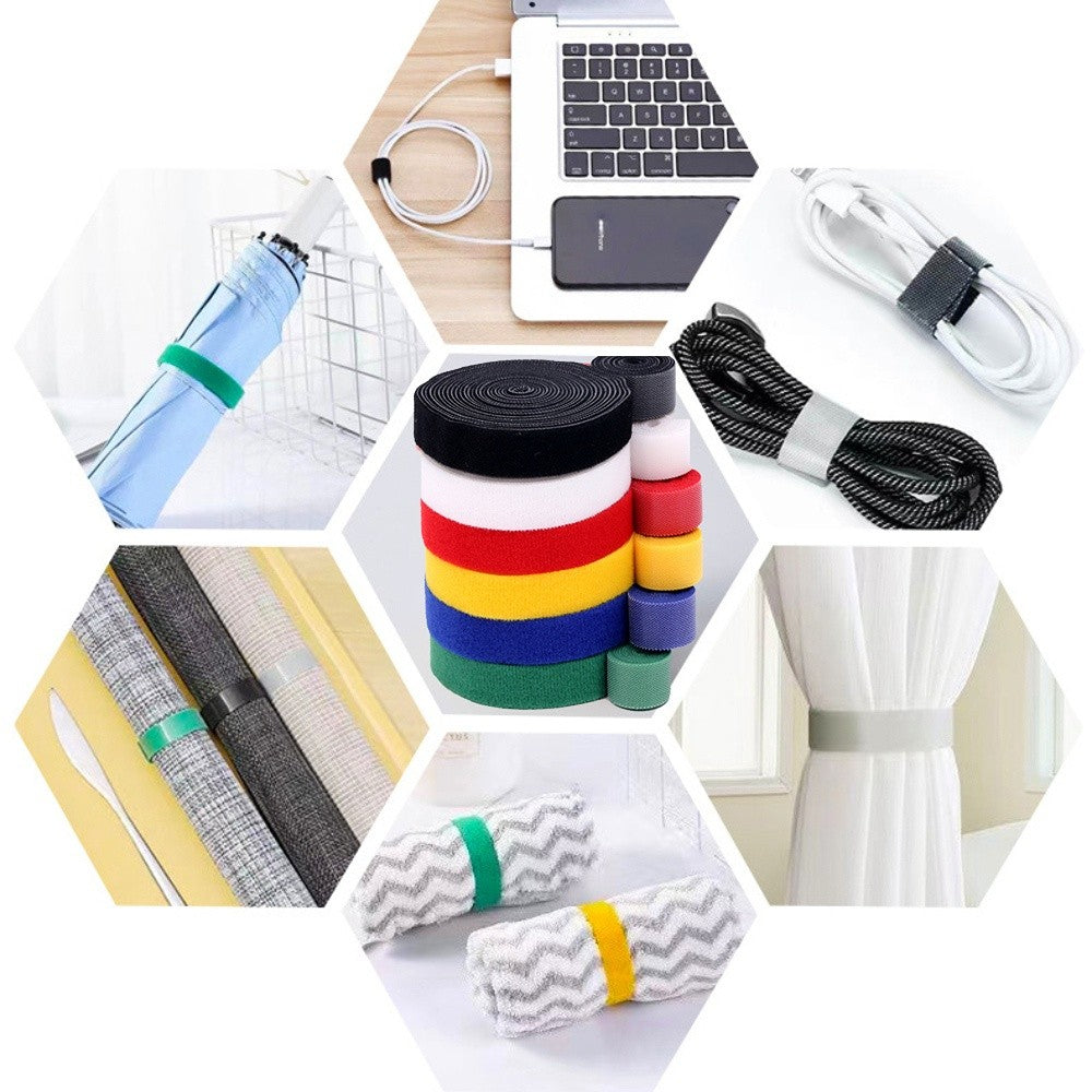 1-50m Velcros Organizador de cabos USB Amarra de cabo Mesa Computador Gerenciamento Fitas Amarras Fio de fone de ouvido Suporte de enrolador Gancho e laço para telefone