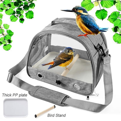 Mochila Transportadora para Papagaio, Mochila para Pássaros com Poleiro, Gaiola Portátil com Janela Lateral Dobrável, para Periquito, Periquito-australiano, Pequenos Animais de Estimação, Gaiola de Viagem