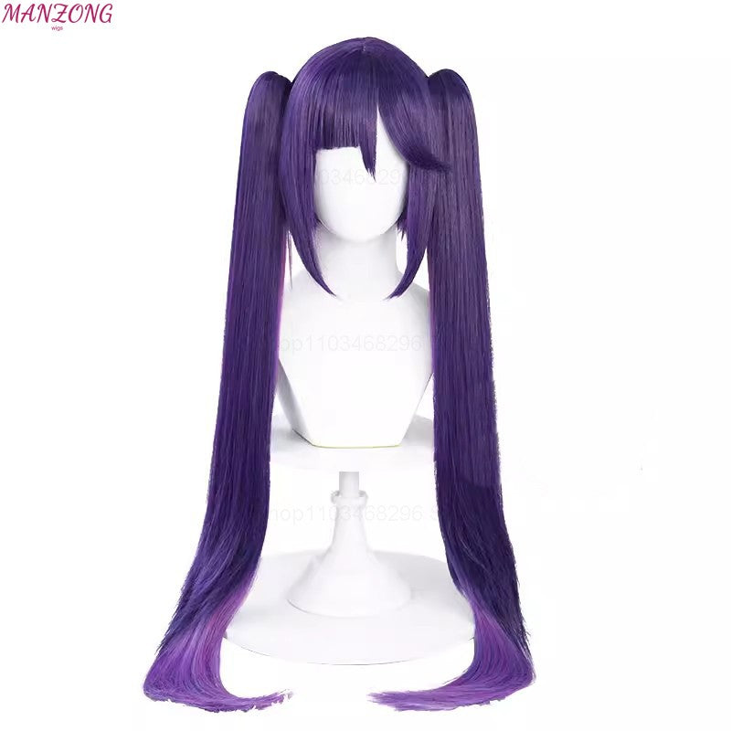 Peruca Cosplay Mona Peruca Roxa Longa 80cm Camadas Perucas Cosplay Anime Perucas Sintéticas Resistentes ao Calor