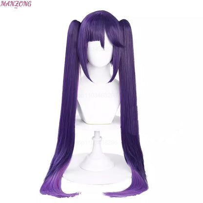 Peruca Cosplay Mona Peruca Roxa Longa 80cm Camadas Perucas Cosplay Anime Perucas Sintéticas Resistentes ao Calor