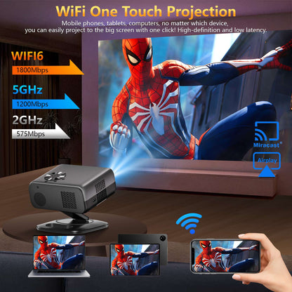 HORLAT M4 Projetor Portátil 25000 Lumens Android12 Mini Projetor 4K 64G Foco Automático Keystone Full HD 1080P 3D Home Theater WiFi6