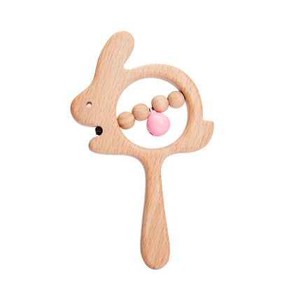 Baby Wooden Koala Hand Rattles Teether Toys Wooden Ring Montessori Toys Owl Shape Musical Rattle  for Baby Gifts Teething Toys