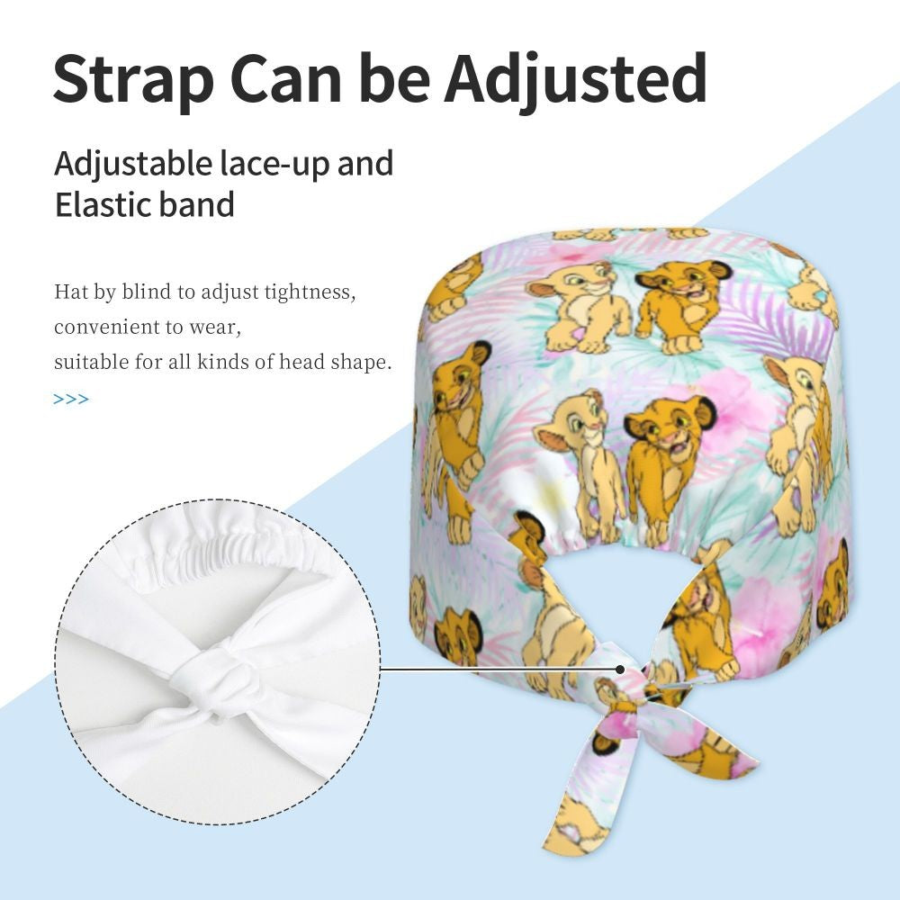 Boné cirúrgico personalizado O Rei Leão, divertido, para homens e mulheres, chapéu de esfoliação, gorro de enfermeira para dentista