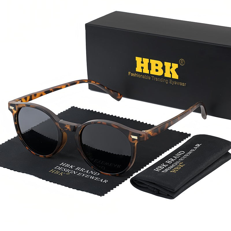 HBK Óculos De Sol Masculino Polarizado Redondo Armação TR90 Fashion Óculos De Sol Feminino Dirigir Esportes UV400 Lunette De Soleil Homme
