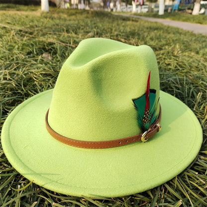 Chapéu Fedora Novo de Camurça 2023 Masculino e Feminino Outono Chapéu Panamá Jazz Estilo Britânico Elegante Retrô Fedora Chapéu de Aba Larga