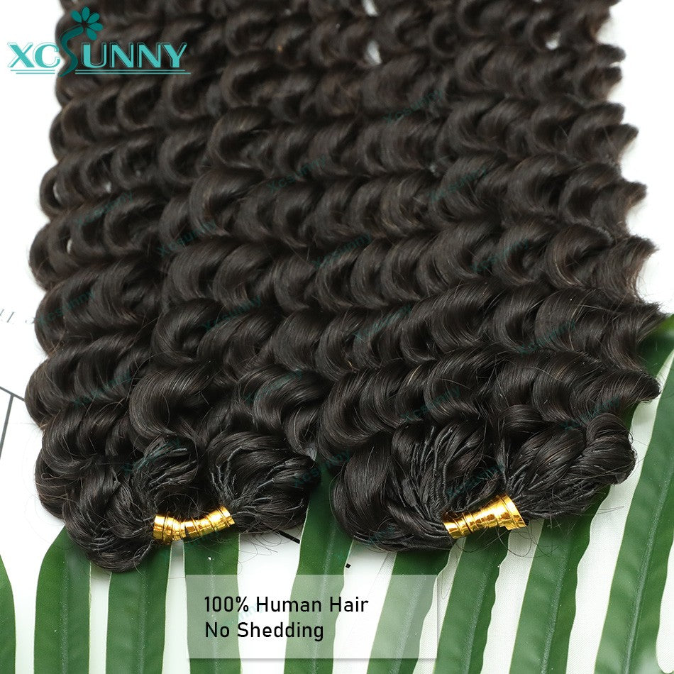 Deep Wave Feather Crochet Human Hair Pre Separated Knotless Crochet Human Hair Extensions For Braids No Shedding Can Be Reused